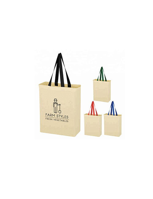 Canvas Grocery Bag with Color handle - 10" x 5" x 14" - #8203 - JLC Golf Shop