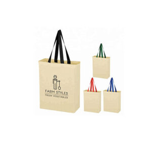 Canvas Grocery Bag with Color handle - 10" x 5" x 14" - #8203 - JLC Golf Shop